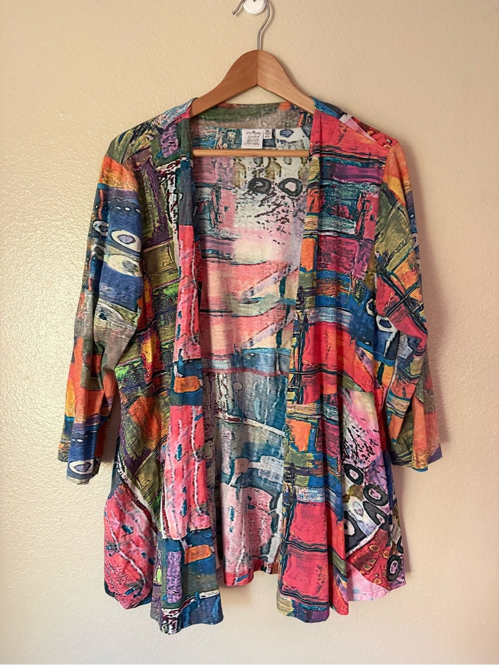 Parsley & Sage Multicolor Abstract Print Lightweight Cardigan